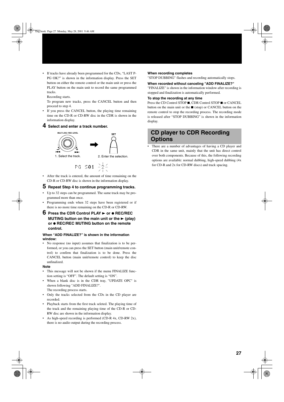 Cd player to cdr recording options | JVC XL-R2010BK User Manual | Page 29 / 47