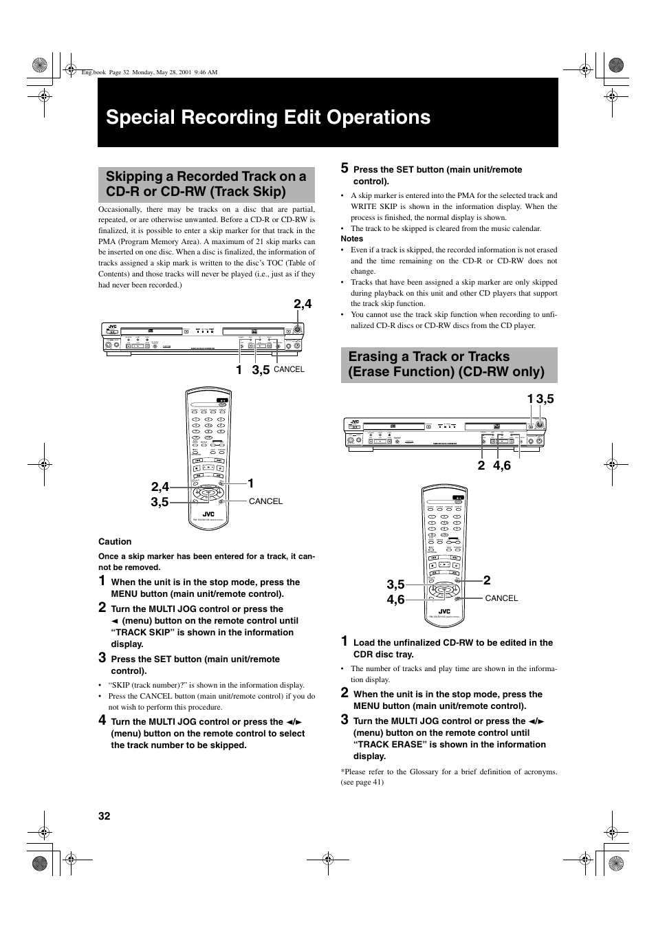 Special recording edit operations, Mix blance cd line line mic mic | JVC XL-R2010BK User Manual | Page 34 / 47