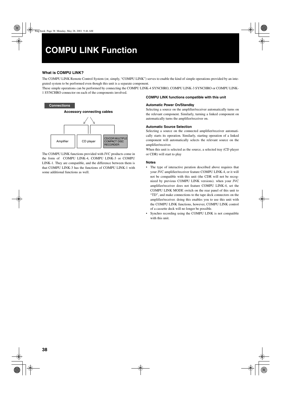 Compu link function | JVC XL-R2010BK User Manual | Page 40 / 47