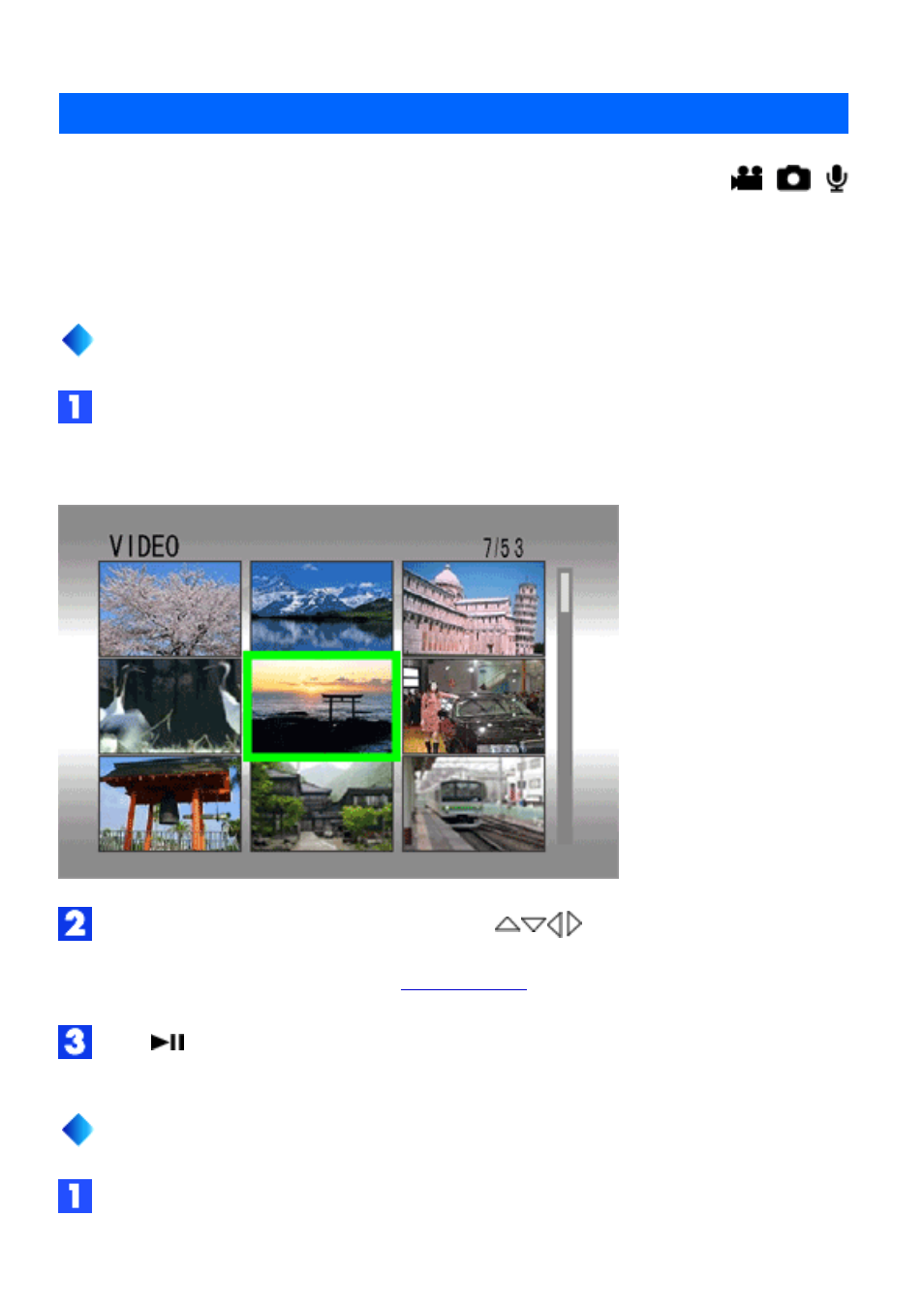 Index display, Advanced playback, Index display of video files | Index display of still image files, Mode | JVC Digital Media Camera LYT1366-001B User Manual | Page 19 / 80