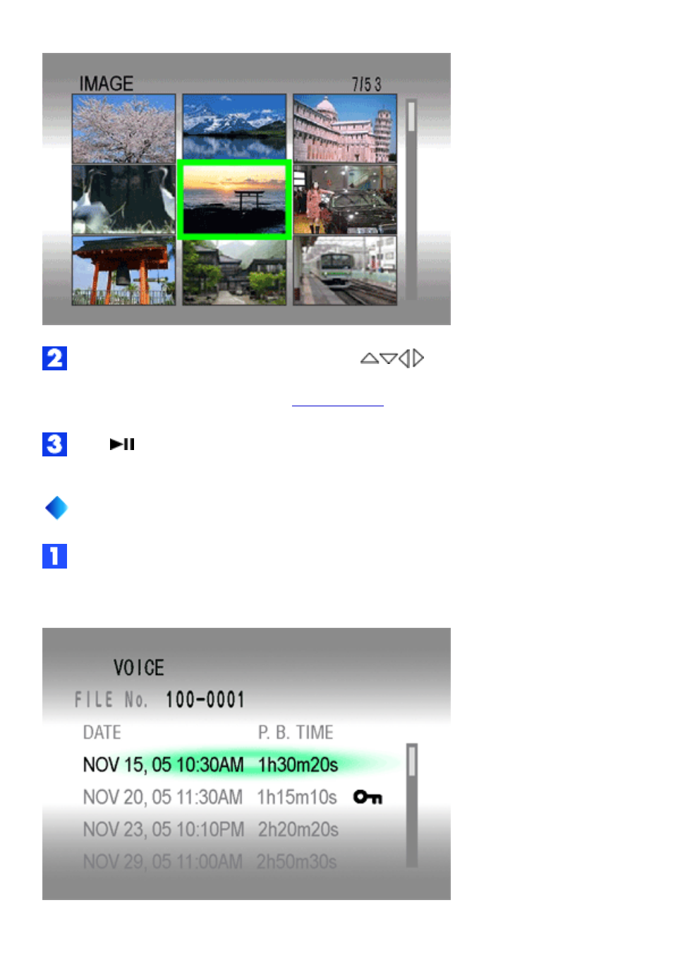 Playback list of voice files | JVC Digital Media Camera LYT1366-001B User Manual | Page 20 / 80