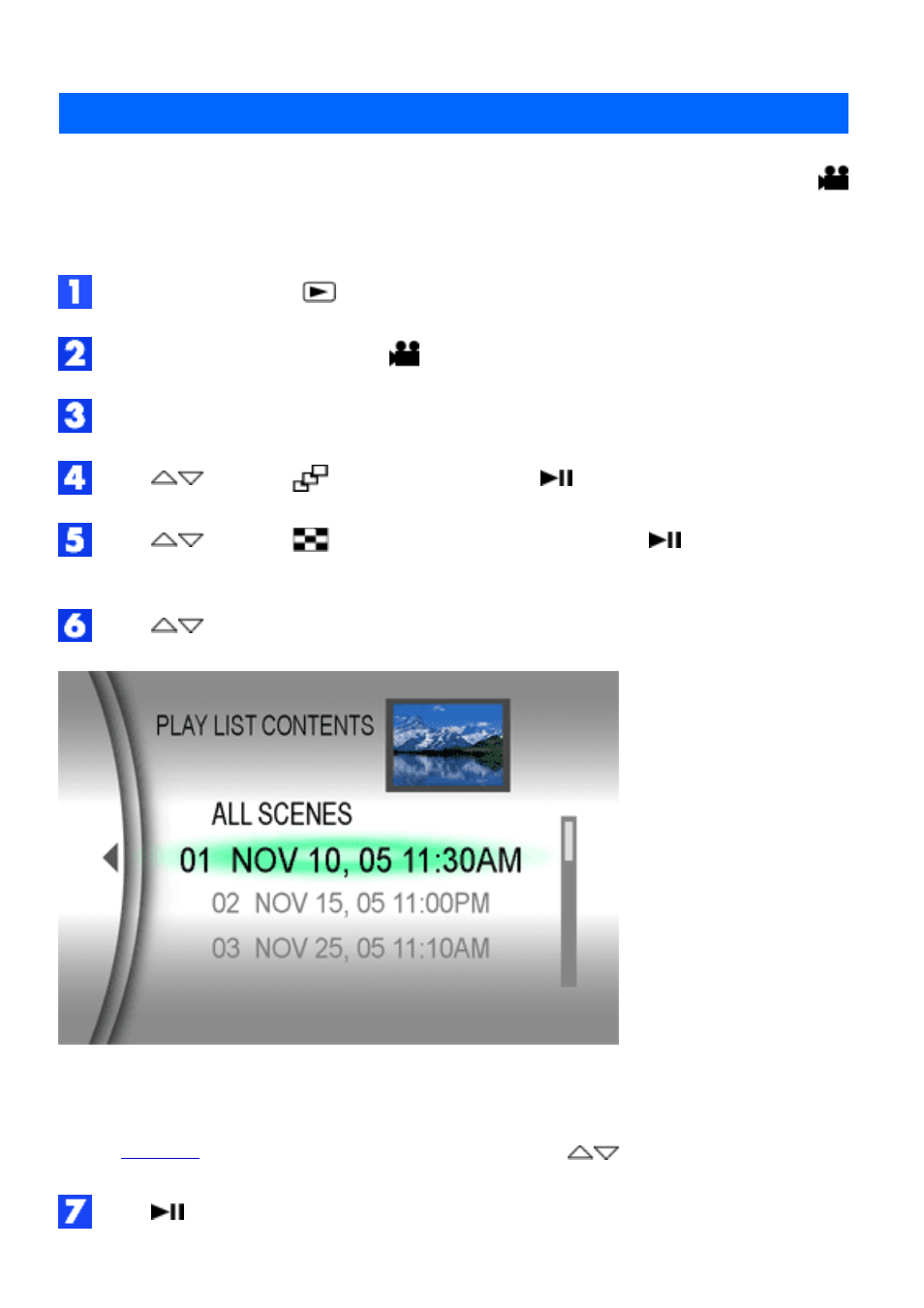Playing back play list, Mode | JVC Digital Media Camera LYT1366-001B User Manual | Page 51 / 80