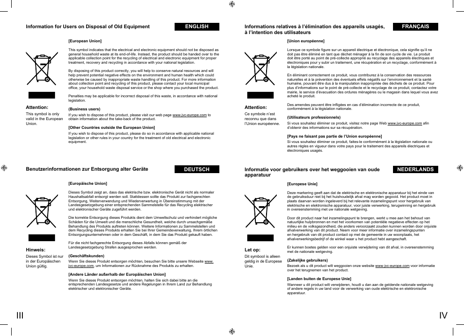 Iii iv | JVC LT-32E70BU User Manual | Page 3 / 22