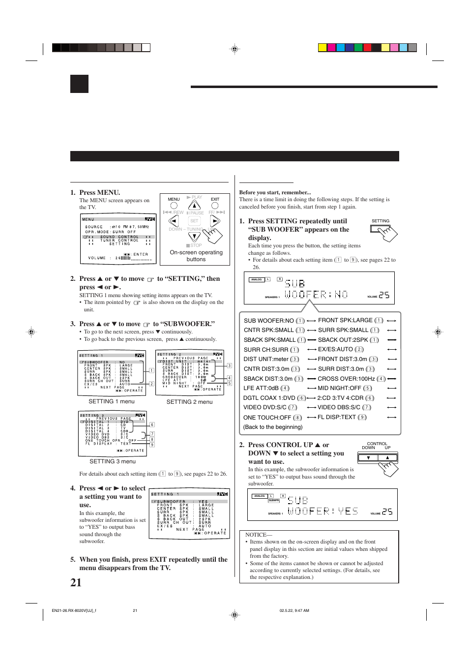 Basic settings | JVC RX-8020VBK User Manual | Page 24 / 64