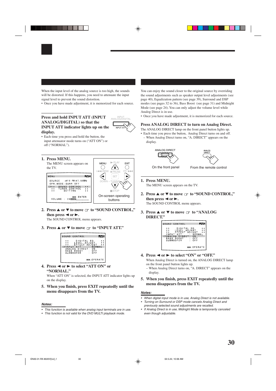 Setting sound | JVC RX-8020VBK User Manual | Page 33 / 64