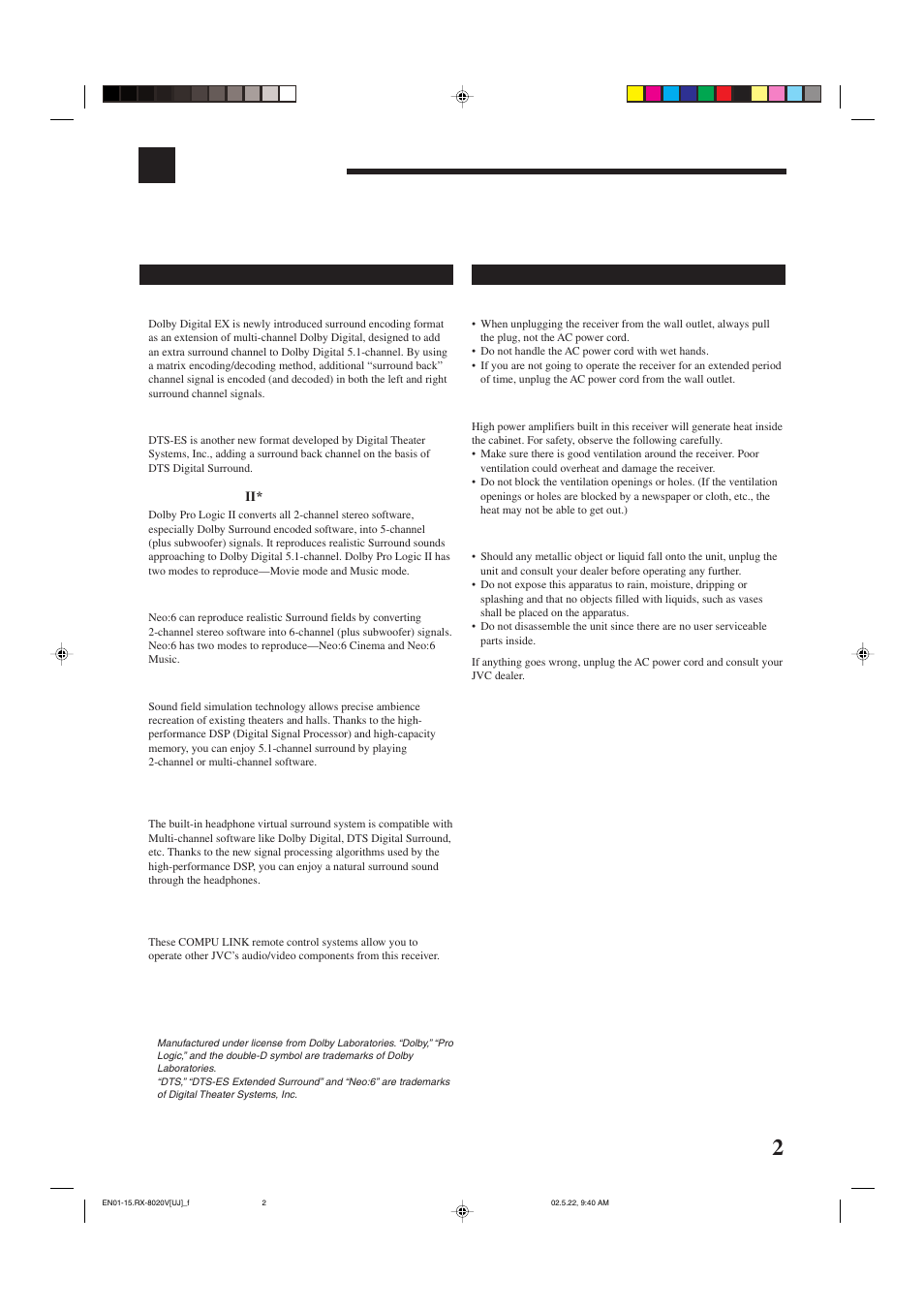 Introduction | JVC RX-8020VBK User Manual | Page 5 / 64