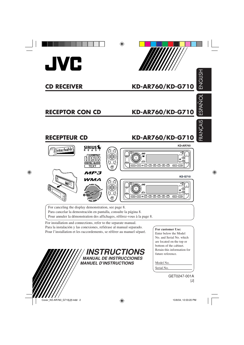 JVC KD-G710 User Manual | 40 pages