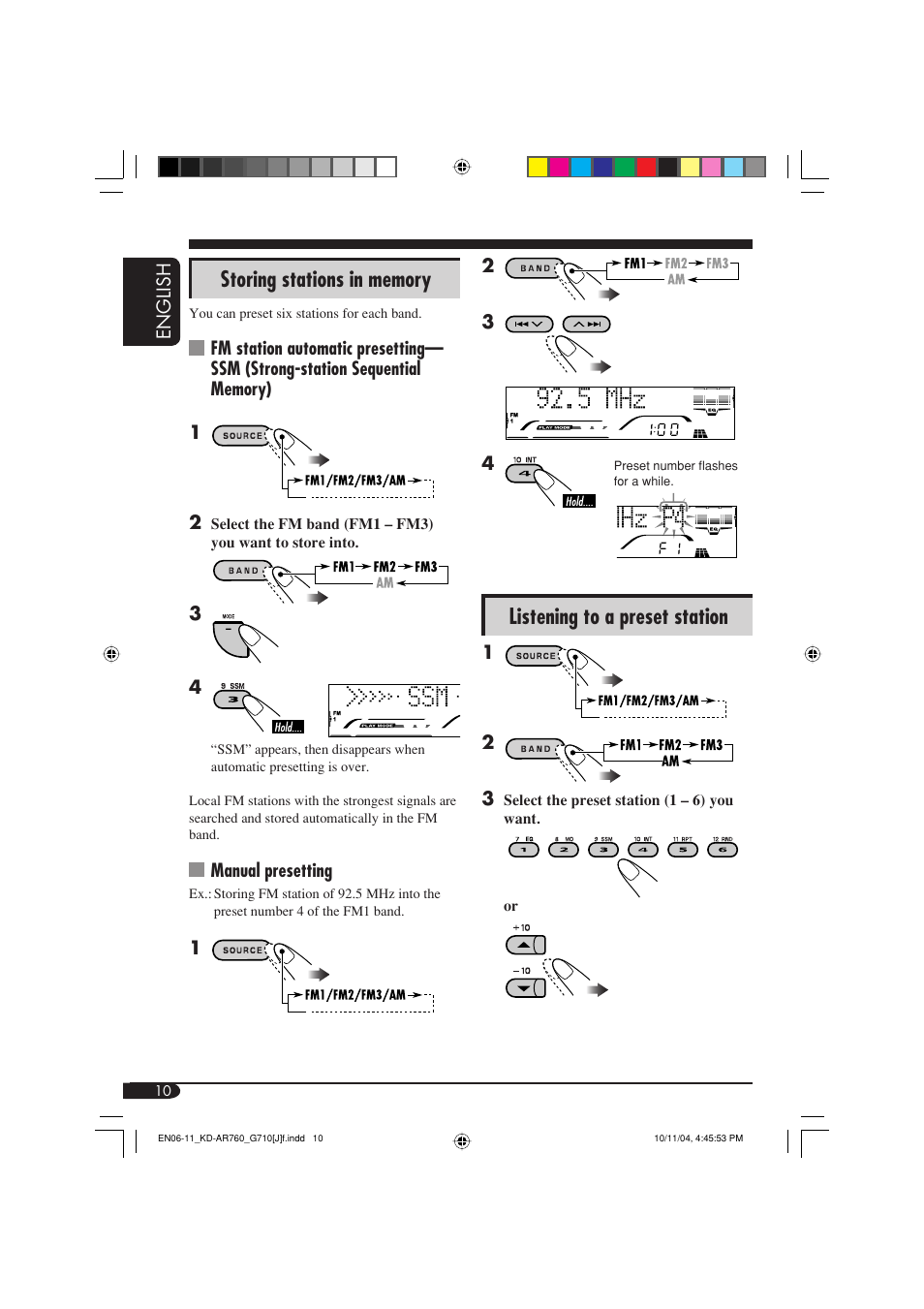 Listening to a preset station | JVC KD-G710 User Manual | Page 10 / 40