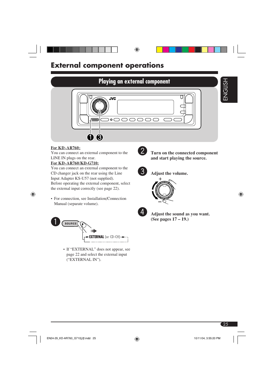 External component operations | JVC KD-G710 User Manual | Page 25 / 40