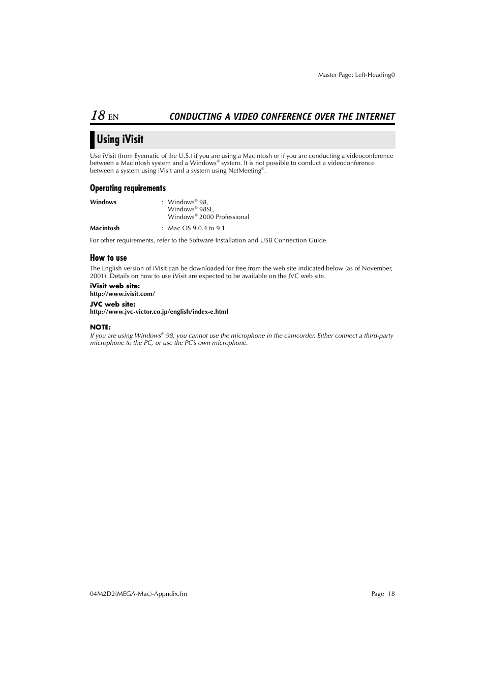 Conducting a video conference over the internet, Using ivisit, Operating requirements | How to use | JVC LYT1015 User Manual | Page 18 / 22