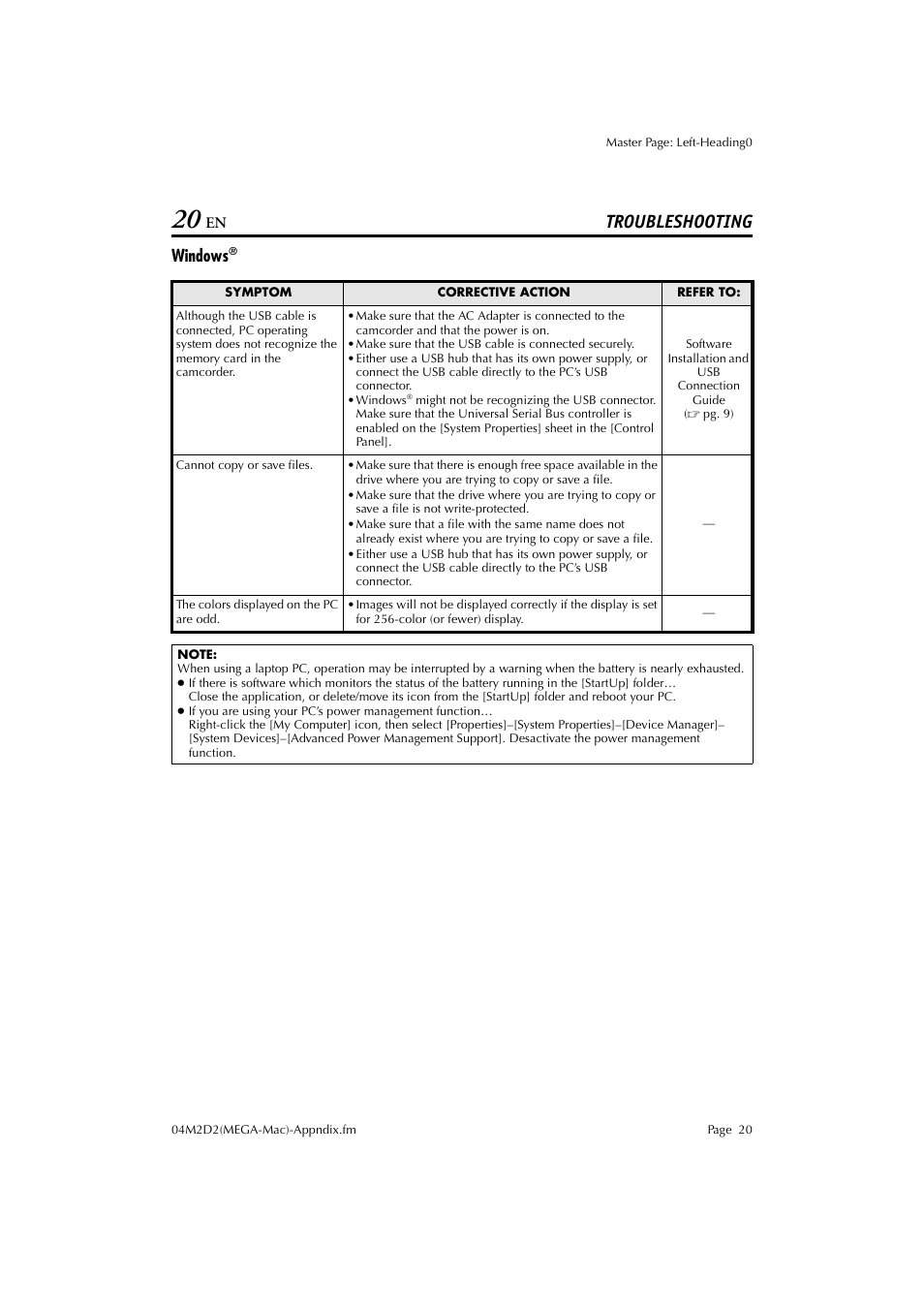 Troubleshooting, Windows | JVC LYT1015 User Manual | Page 20 / 22