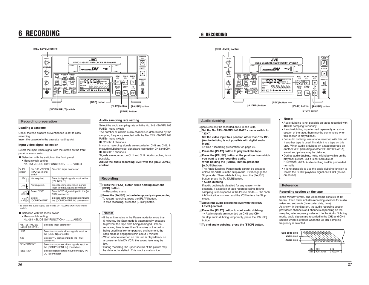 6 recording | JVC BR-DV600UA User Manual | Page 15 / 26