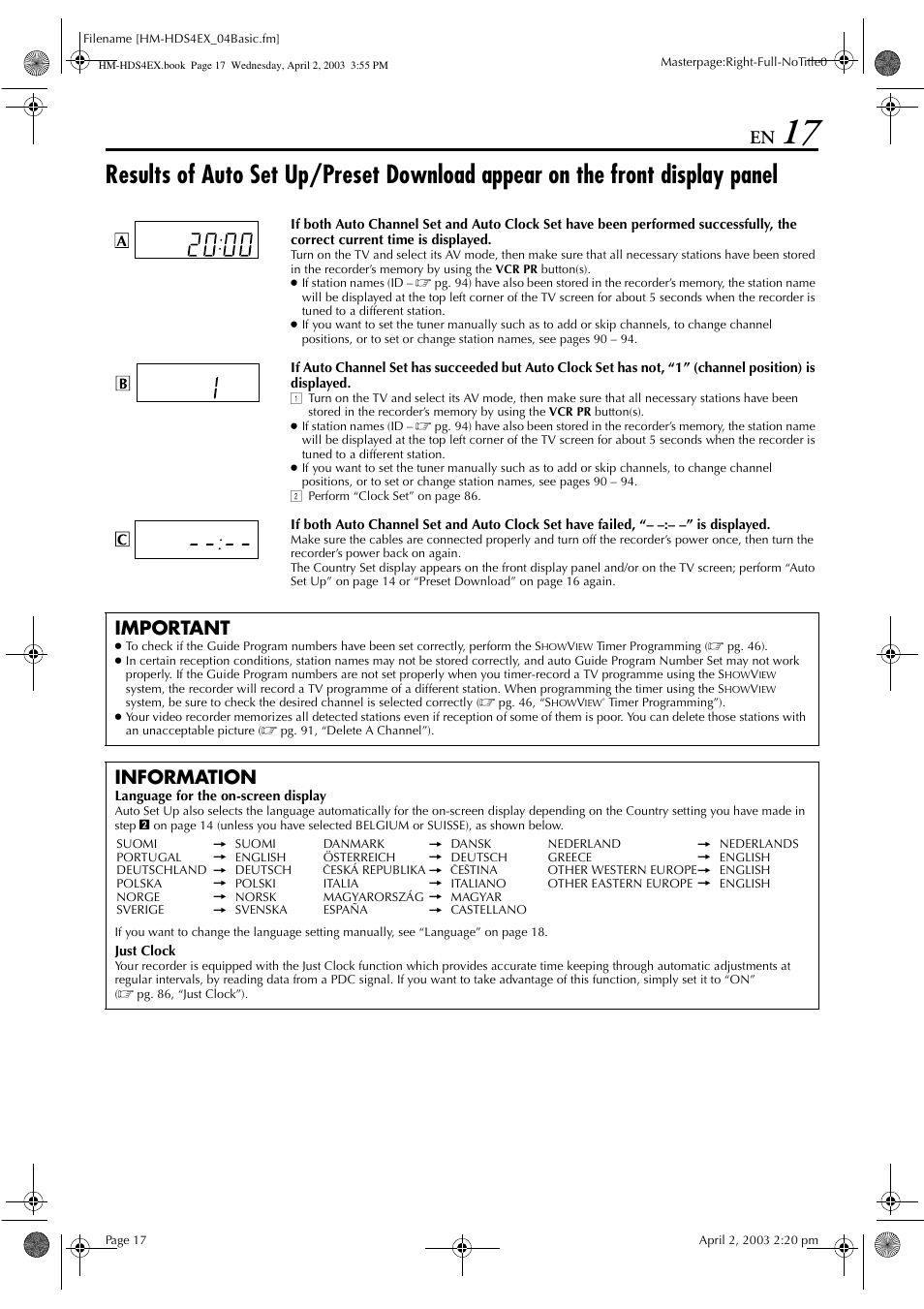 Important, Information | JVC ENLPT0736-001B User Manual | Page 17 / 104