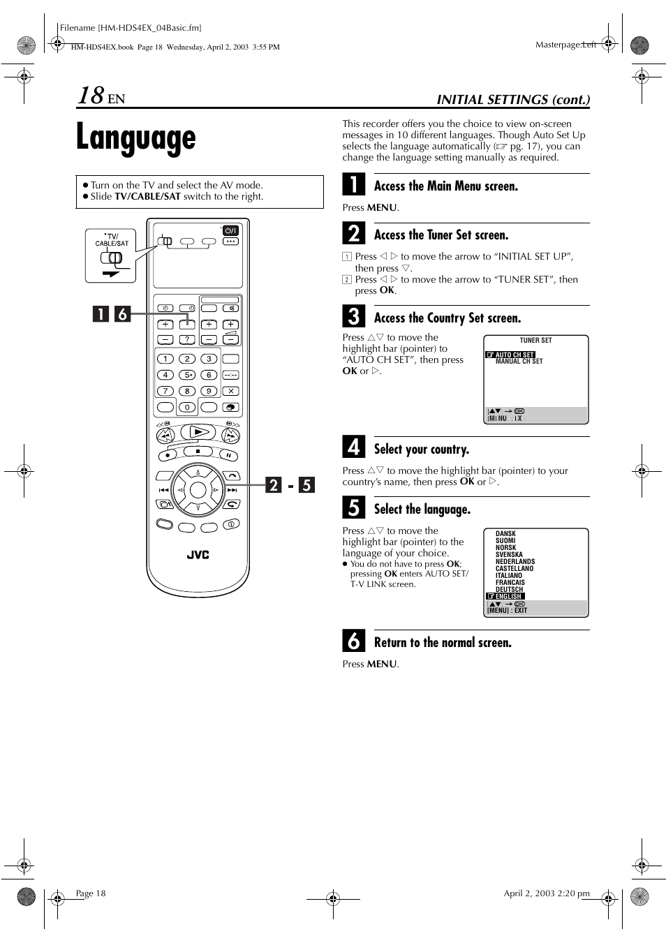 Language | JVC ENLPT0736-001B User Manual | Page 18 / 104