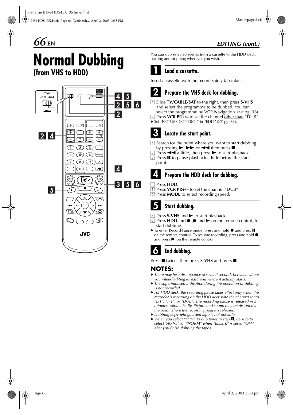 Normal dubbing | JVC ENLPT0736-001B User Manual | Page 66 / 104