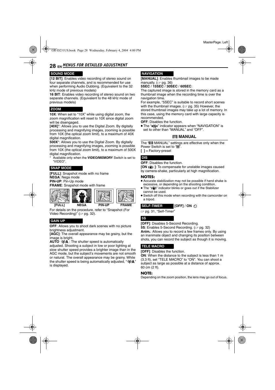 Pg. 28), Y to, E 28 | JVC GR-D231  EN User Manual | Page 28 / 52