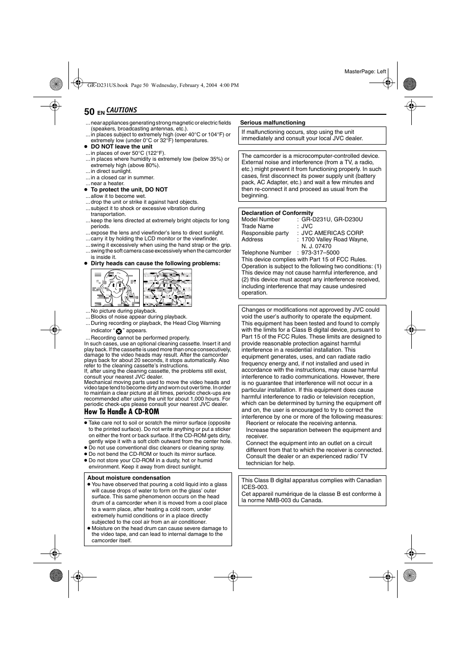 How to handle a cd-rom | JVC GR-D231  EN User Manual | Page 50 / 52