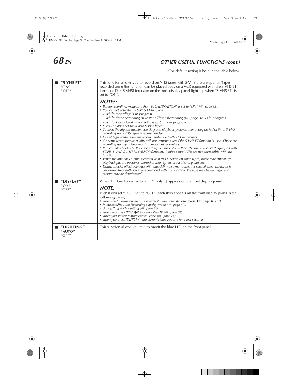 Other useful functions (cont.) | JVC HM-DH5U User Manual | Page 68 / 92