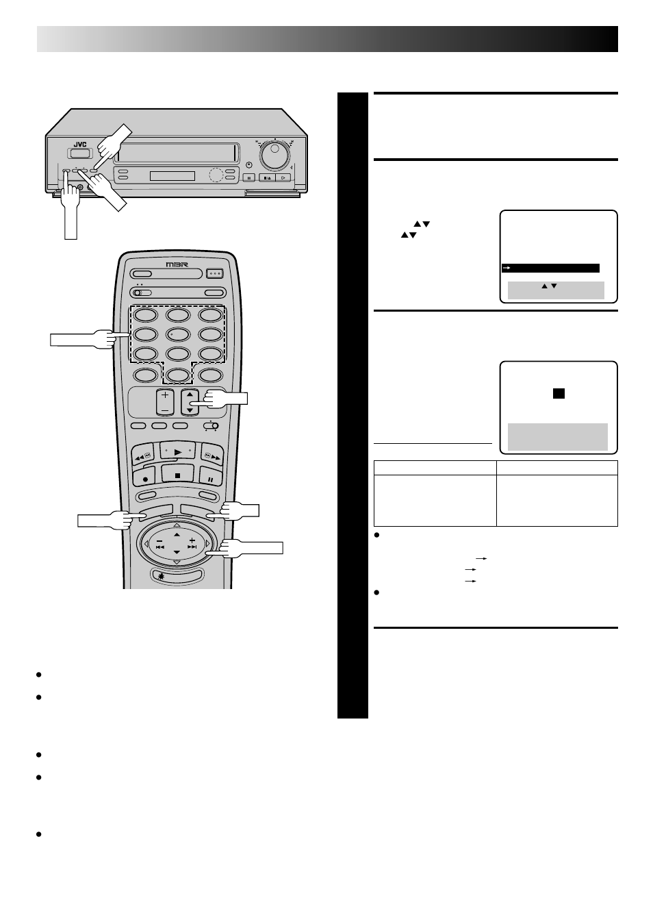 Turn on dbs receiver, Access dbs receiver brand set screen, Enter dbs receiver brand | Return to normal screen, Initial settings (cont.), Set dbs receiver brand | JVC HR-DD840U User Manual | Page 22 / 72