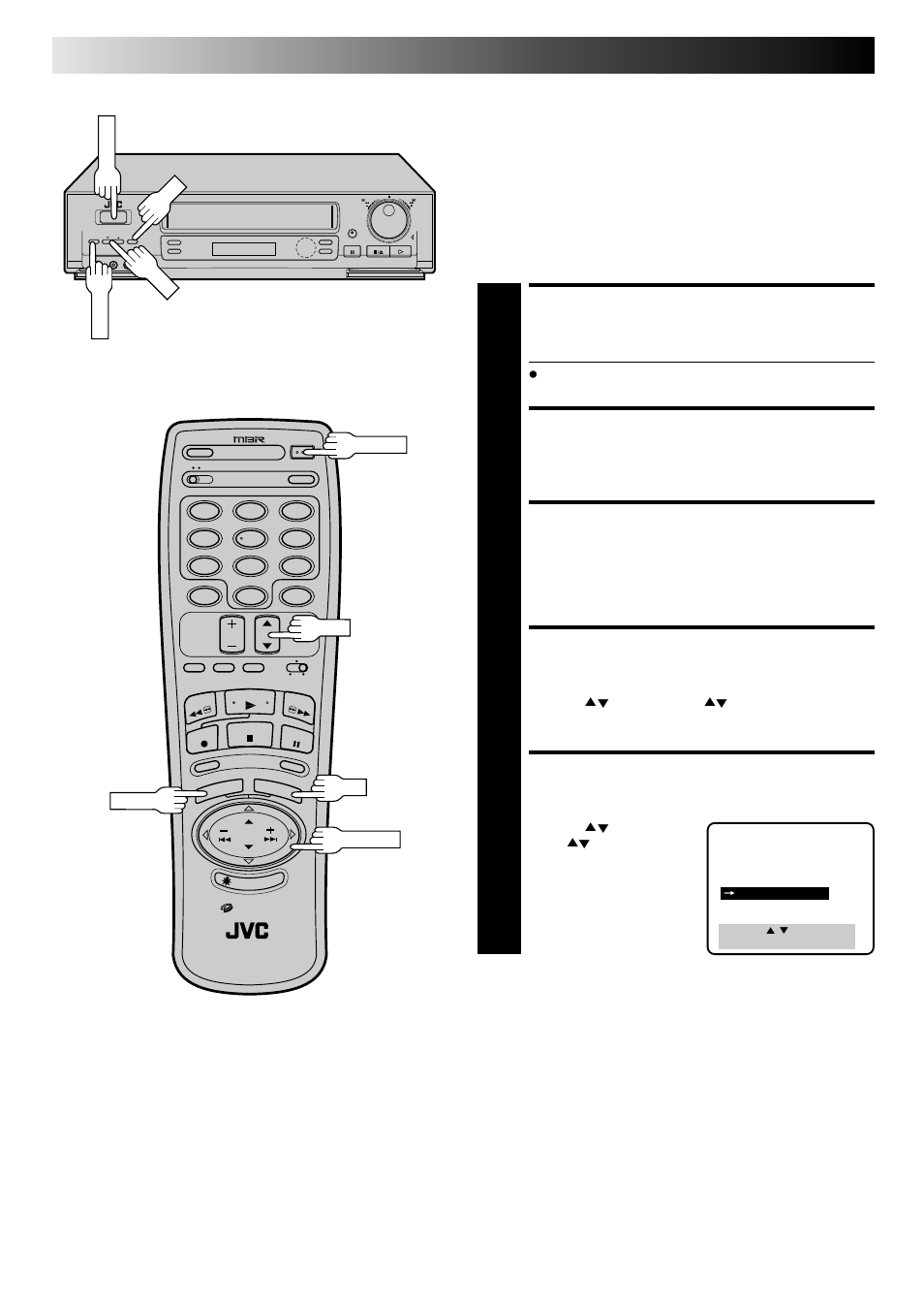 Make connection, Turn on the vcr, Access main menu screen | Access function set screen, Access special function screen, Playback and recording features (cont.), Av compu link playback | JVC HR-DD840U User Manual | Page 32 / 72