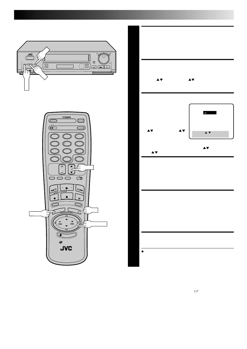 Return to function set screen, Access aux input screen, Select input | Return to normal screen, Start player, Start recorder | JVC HR-DD840U User Manual | Page 51 / 72