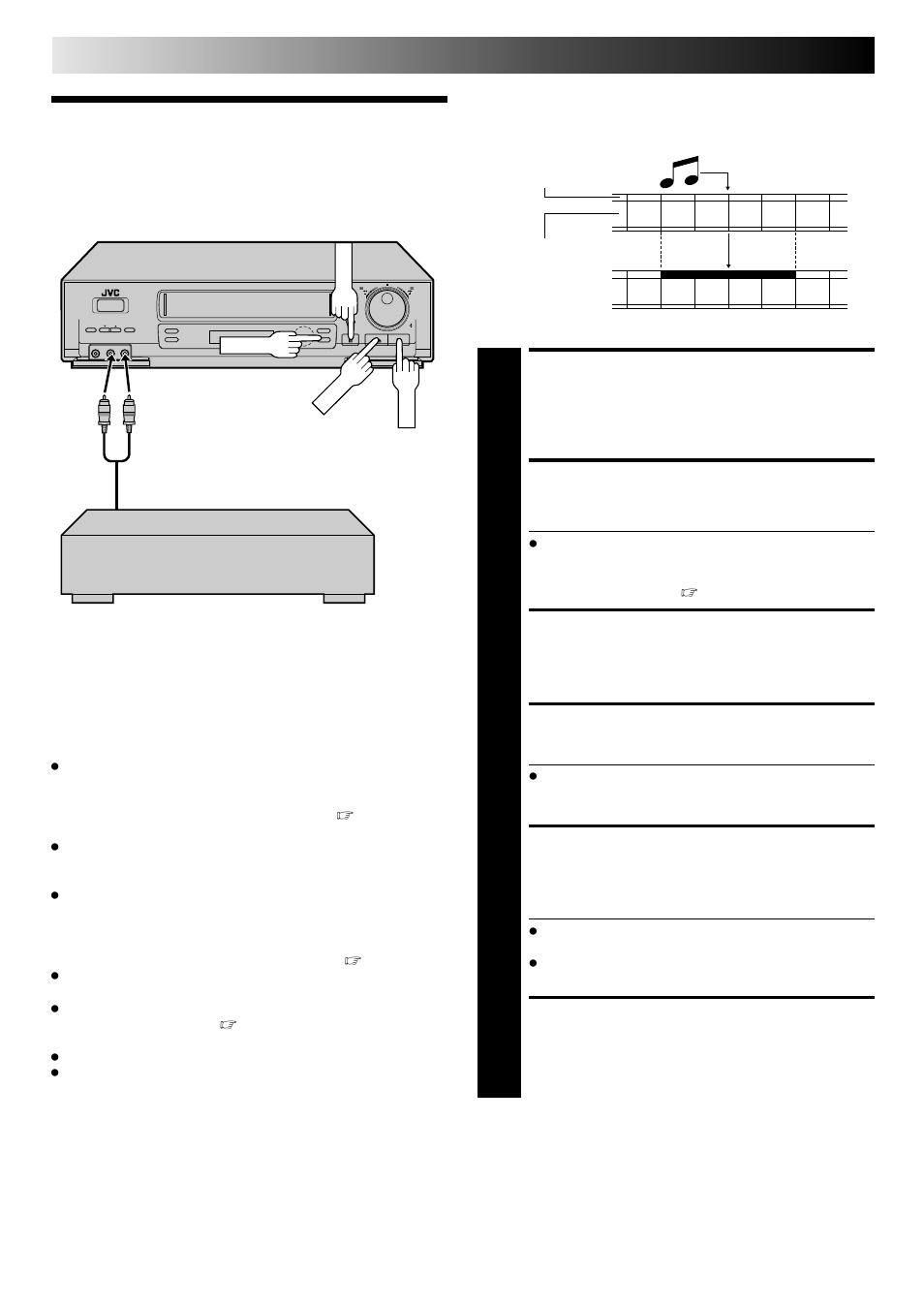 Audio dubbing, Make connections, Set input mode | Locate start point, Engage audio dubbing, Start dubbing, End audio dubbing, Editing (cont.) | JVC HR-DD840U User Manual | Page 54 / 72