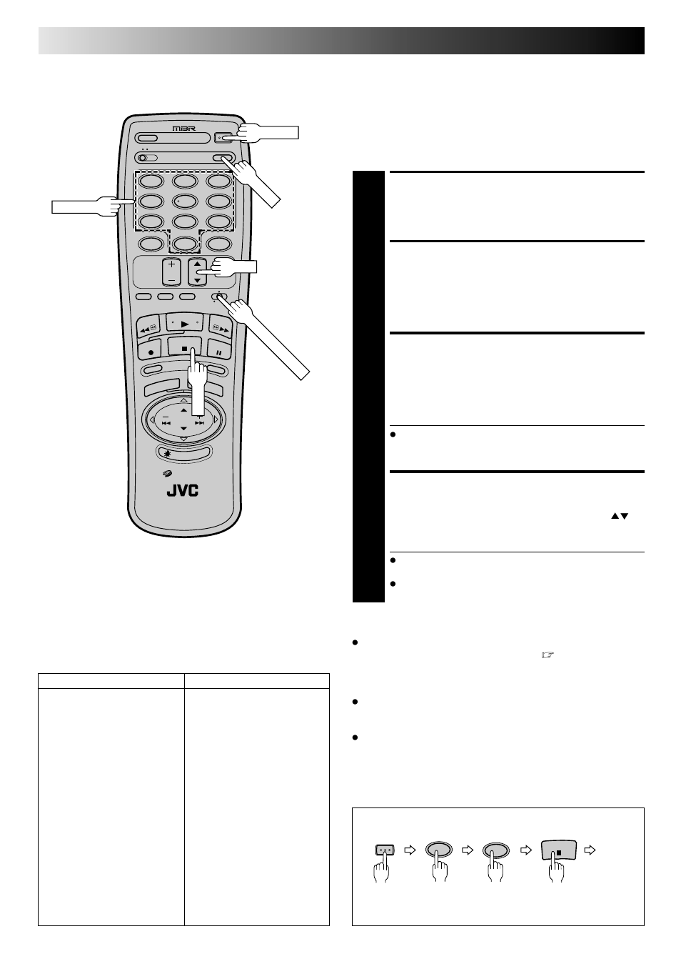 Turn on the cable box, Set remote control mode, Enter cable box brand | Operate cable box, Special features (cont.), Cable box multi-brand remote control | JVC HR-DD840U User Manual | Page 56 / 72