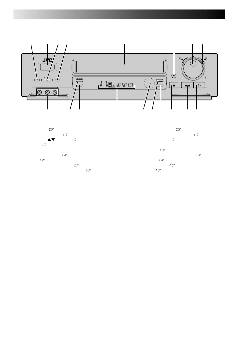 Index (cont.), Front view | JVC HR-DD840U User Manual | Page 64 / 72