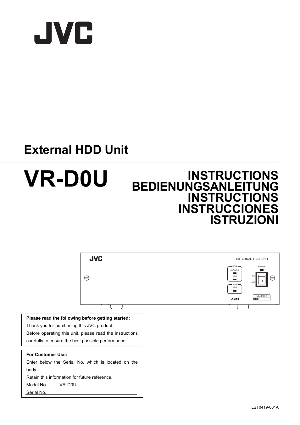 JVC VR-D0U User Manual | 36 pages