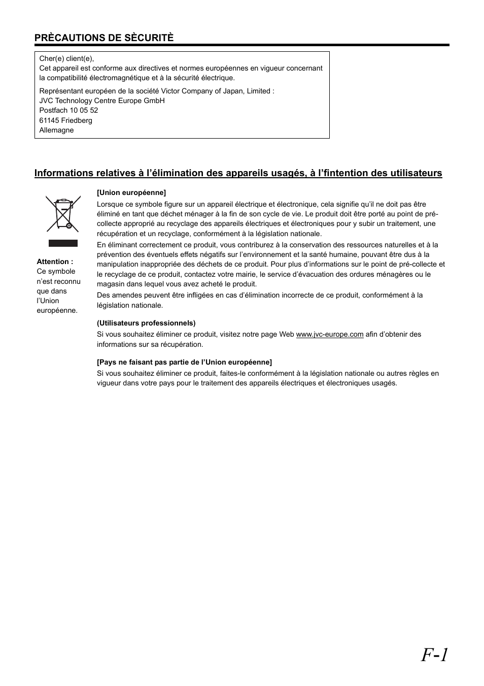 F - 1 | JVC VR-D0U User Manual | Page 17 / 36