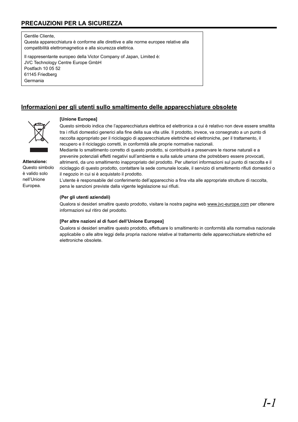 I - 1 | JVC VR-D0U User Manual | Page 29 / 36