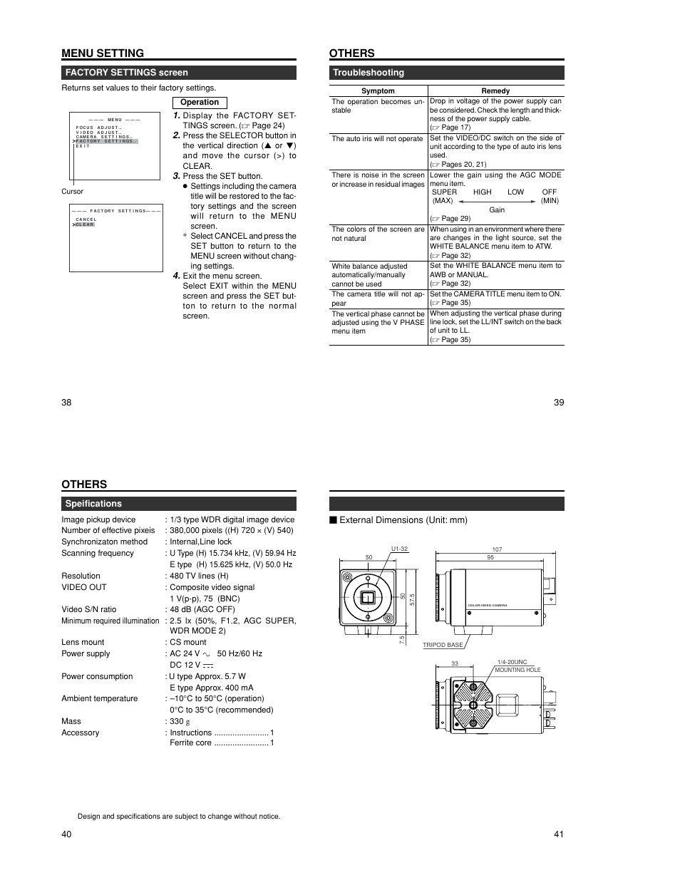 Menu setting, Others | JVC TK-WD310 User Manual | Page 12 / 12
