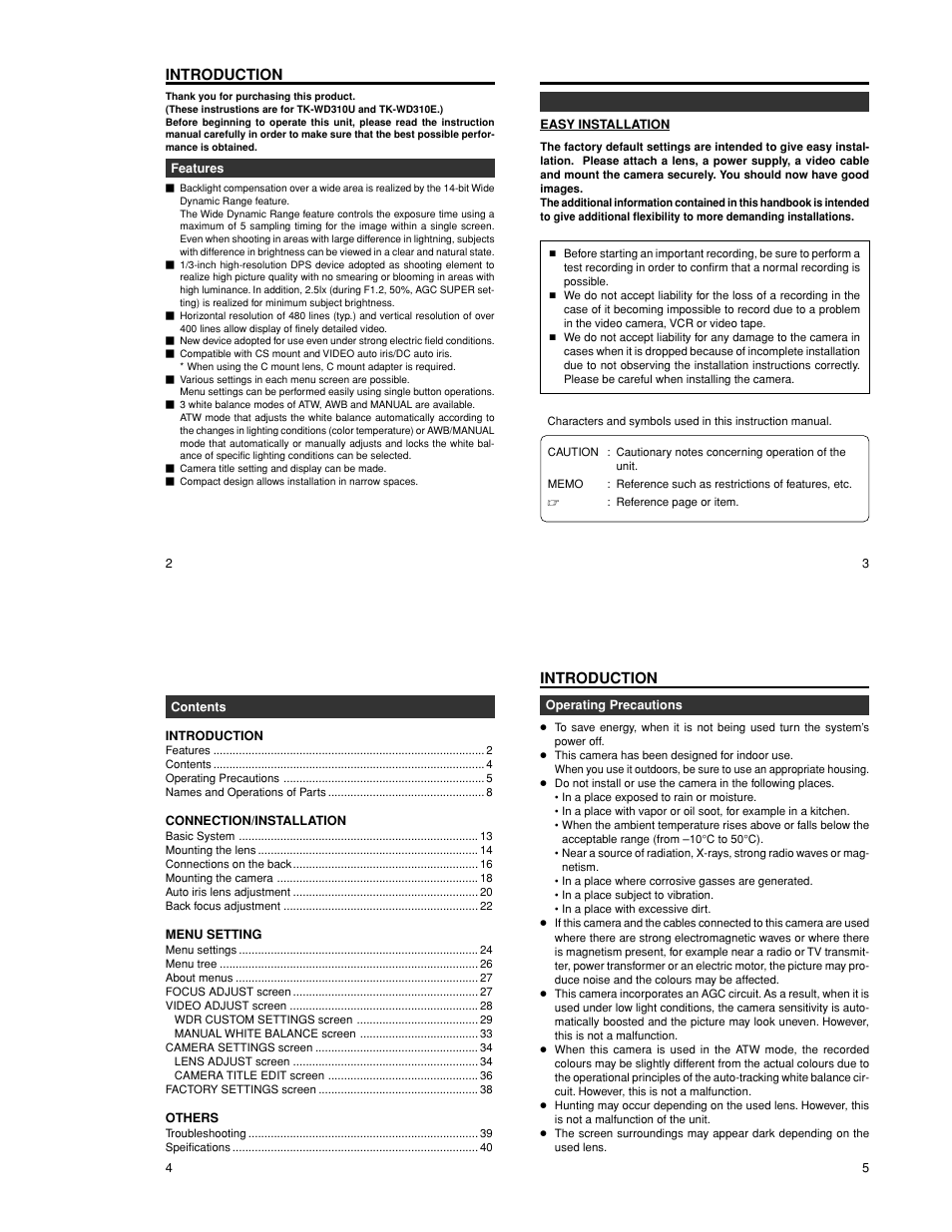 Introduction | JVC TK-WD310 User Manual | Page 3 / 12