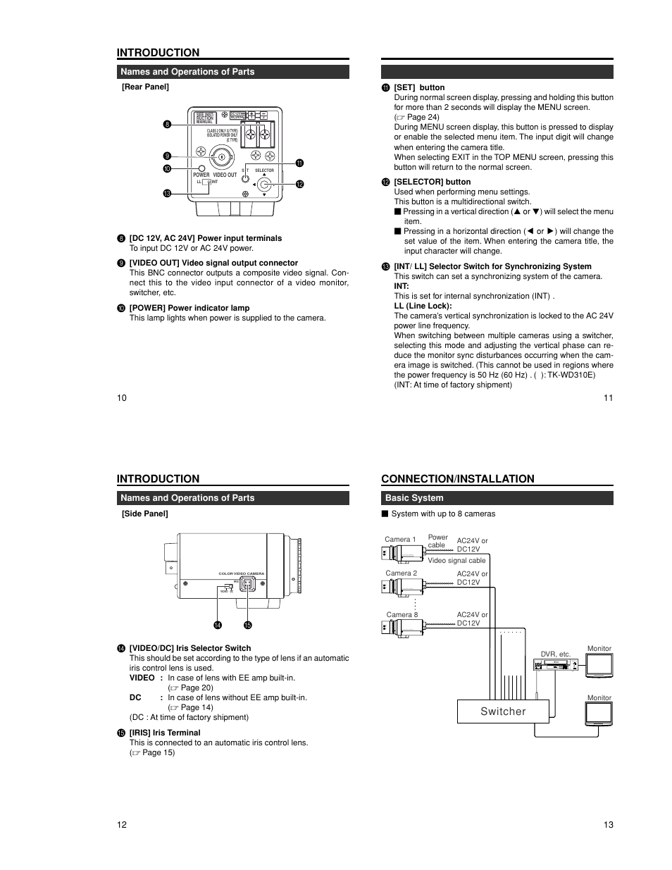 Introduction, Switcher, Connection/installation | JVC TK-WD310 User Manual | Page 5 / 12