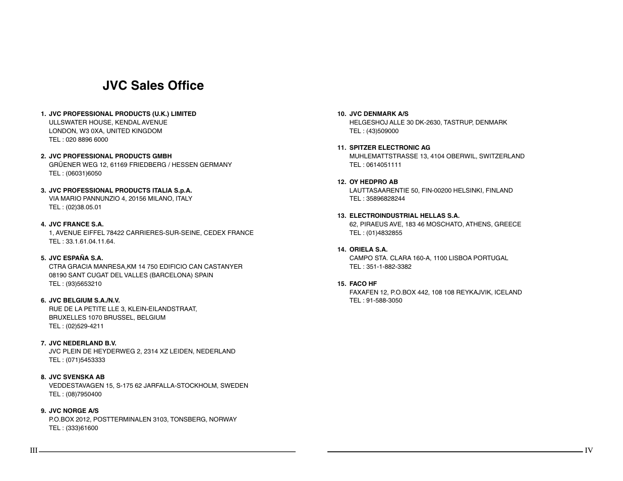 Jvc sales office | JVC KY-F1030 User Manual | Page 3 / 26