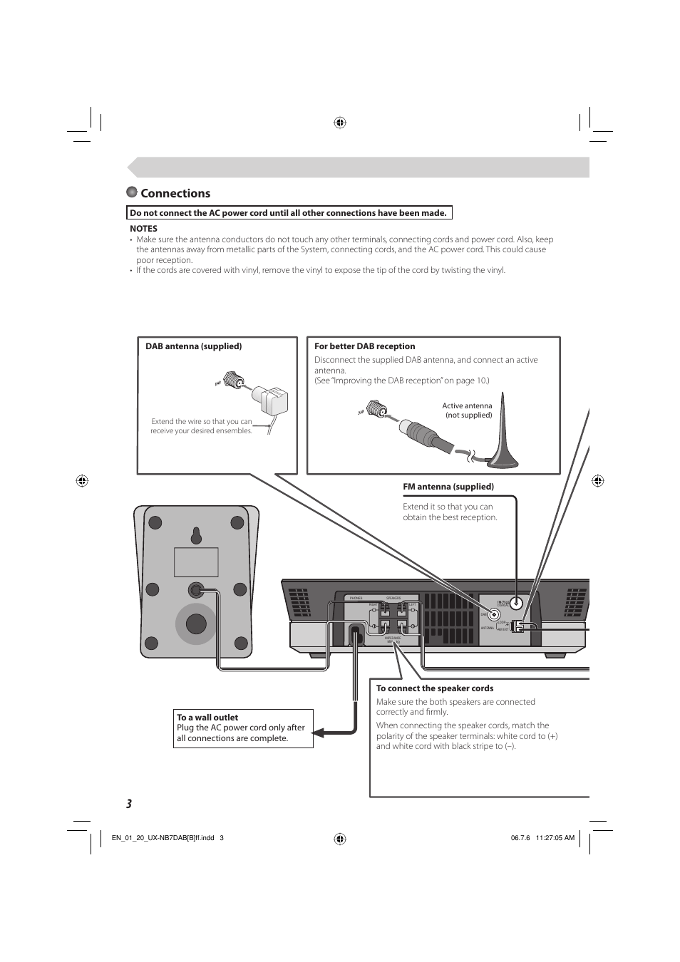 Connections | JVC SP-UXNB7DAB User Manual | Page 6 / 24