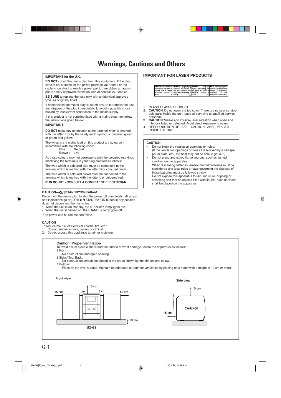 Warnings, cautions and others | JVC UX-G1 User Manual | Page 2 / 28