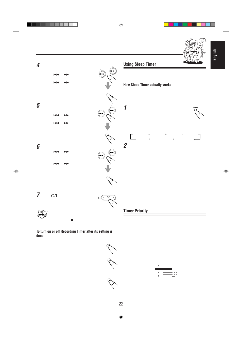 Using sleep timer, Timer priority | JVC CA-MXG50 User Manual | Page 27 / 34