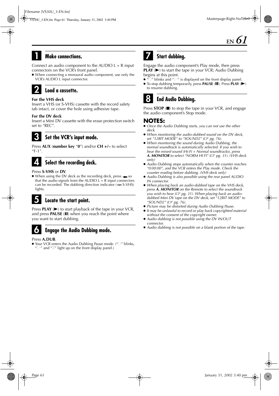 JVC SR-VS30U User Manual | Page 61 / 84