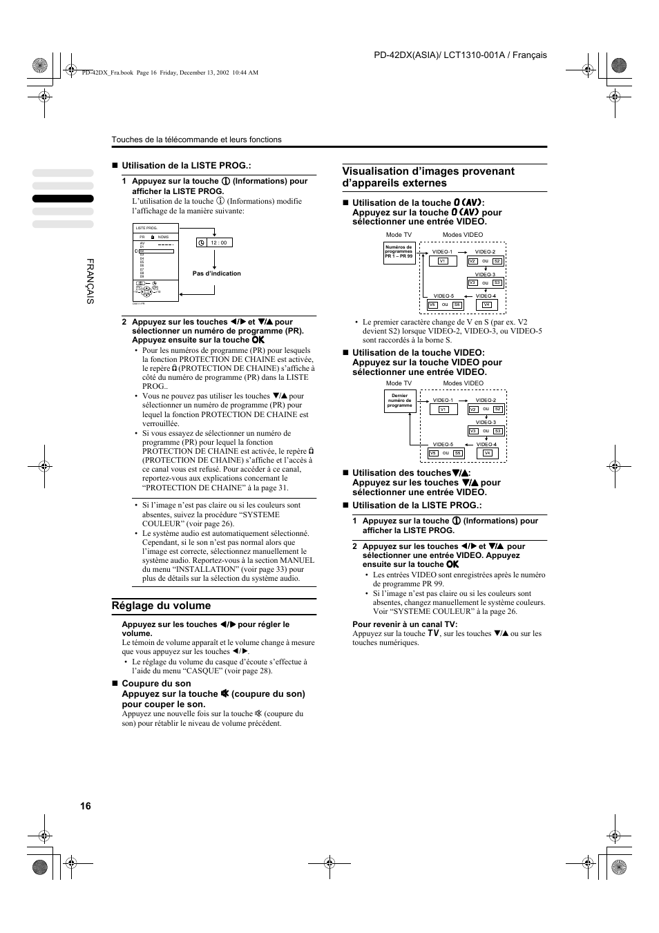 Réglage du volume | JVC PD-42DX  RU User Manual | Page 102 / 217