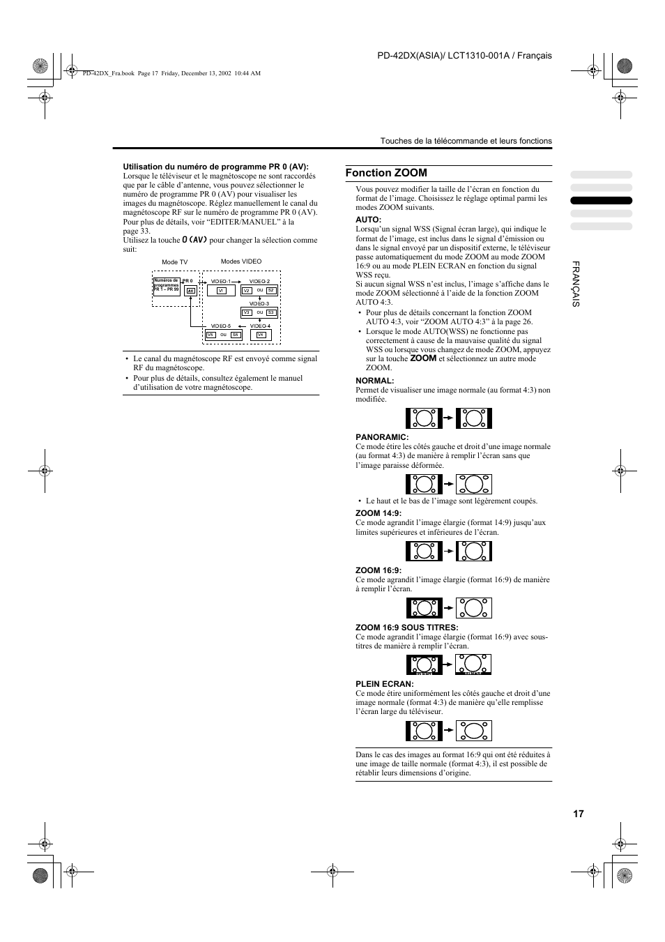 Fonction zoom | JVC PD-42DX  RU User Manual | Page 103 / 217