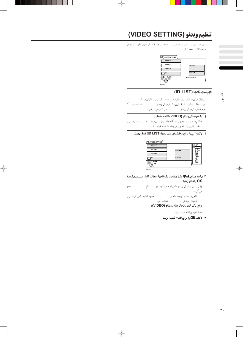 Uzb ë roem (video setting), Unäu x dn (id list) | JVC PD-42DX  RU User Manual | Page 160 / 217