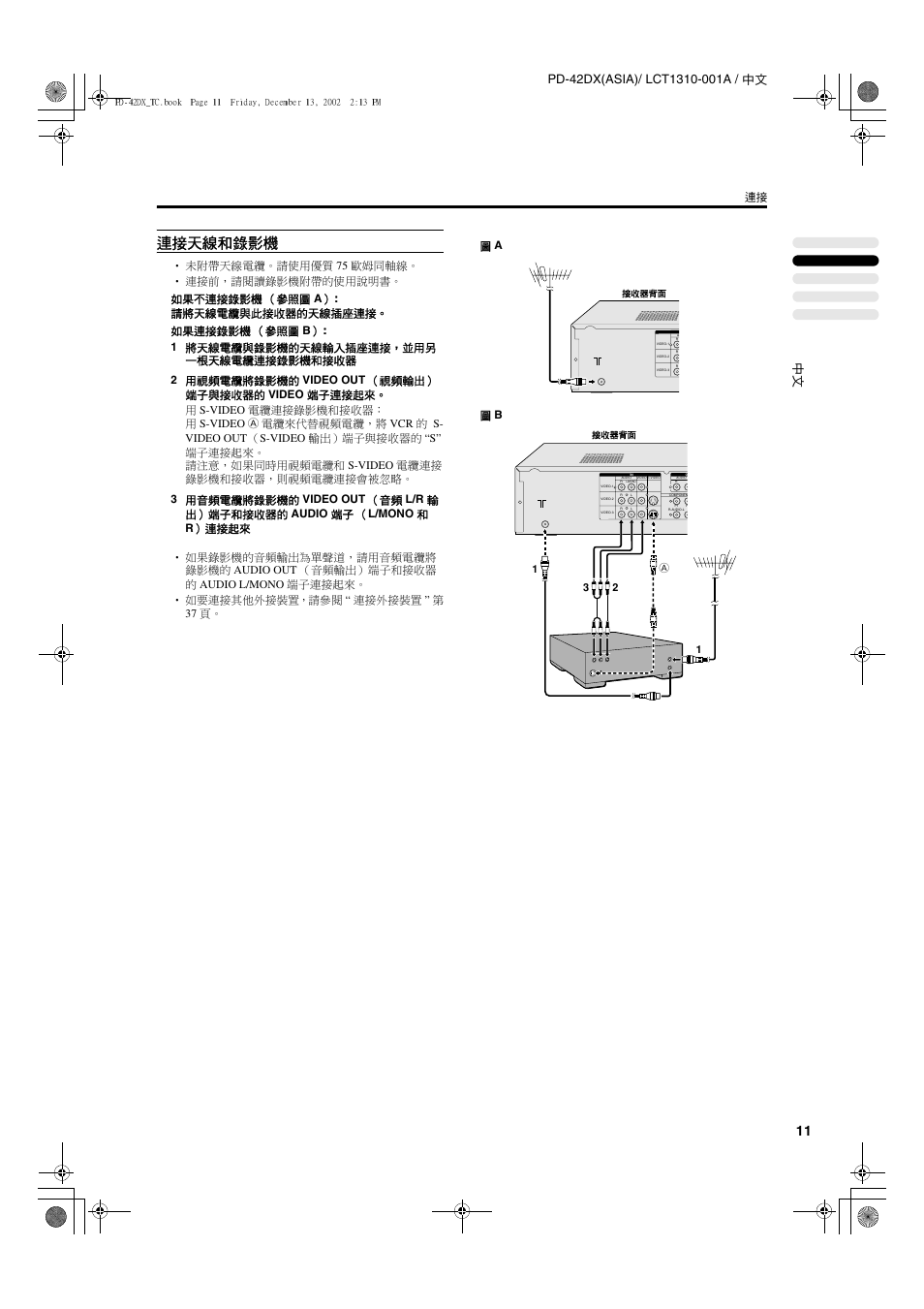 連接天線和錄影機 | JVC PD-42DX  RU User Manual | Page 55 / 217