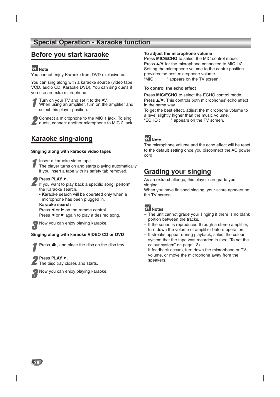 Karaoke sing-along, Grading your singing | JVC HR-XV10AG User Manual | Page 26 / 32
