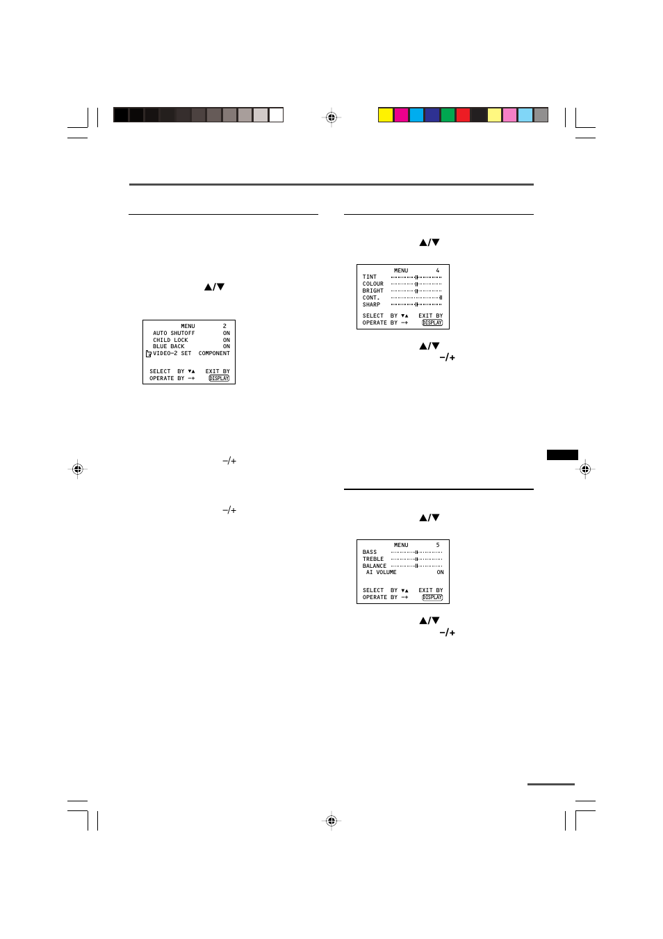 Using the tv’s menus picture adjustments, Sound adjustments, Video-2 set | JVC LCT1064-001A-H User Manual | Page 13 / 20