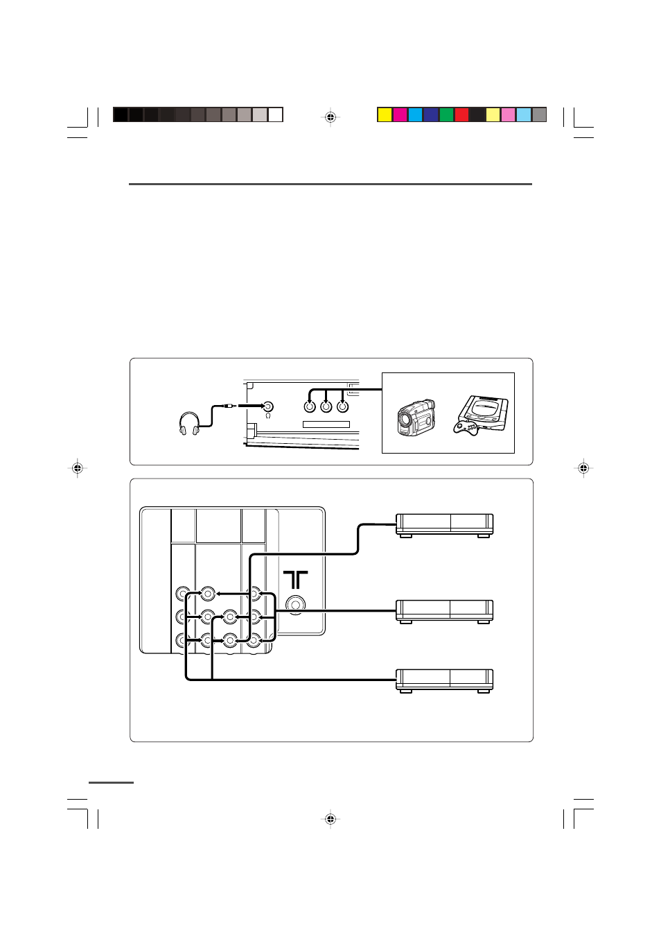 3 connecting other devices, 4 connect the power cord to the ac outlet, Preparation | Headphones camcorder or tv game, Front rear | JVC LCT1064-001A-H User Manual | Page 4 / 20