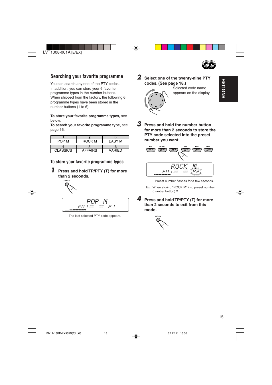 Searching your favorite programme, English | JVC KD-LX555R User Manual | Page 15 / 58