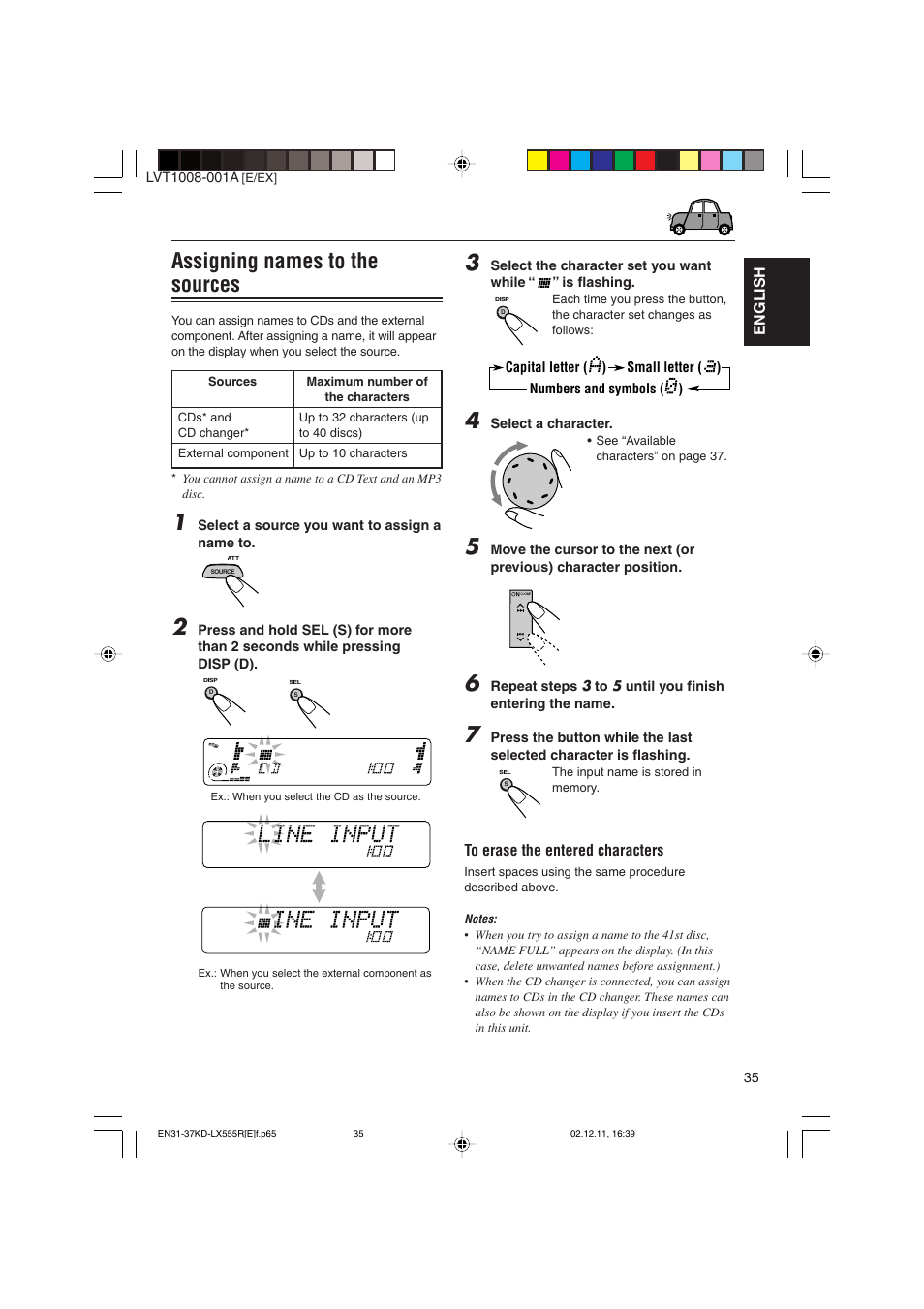 Assigning names to the sources | JVC KD-LX555R User Manual | Page 35 / 58