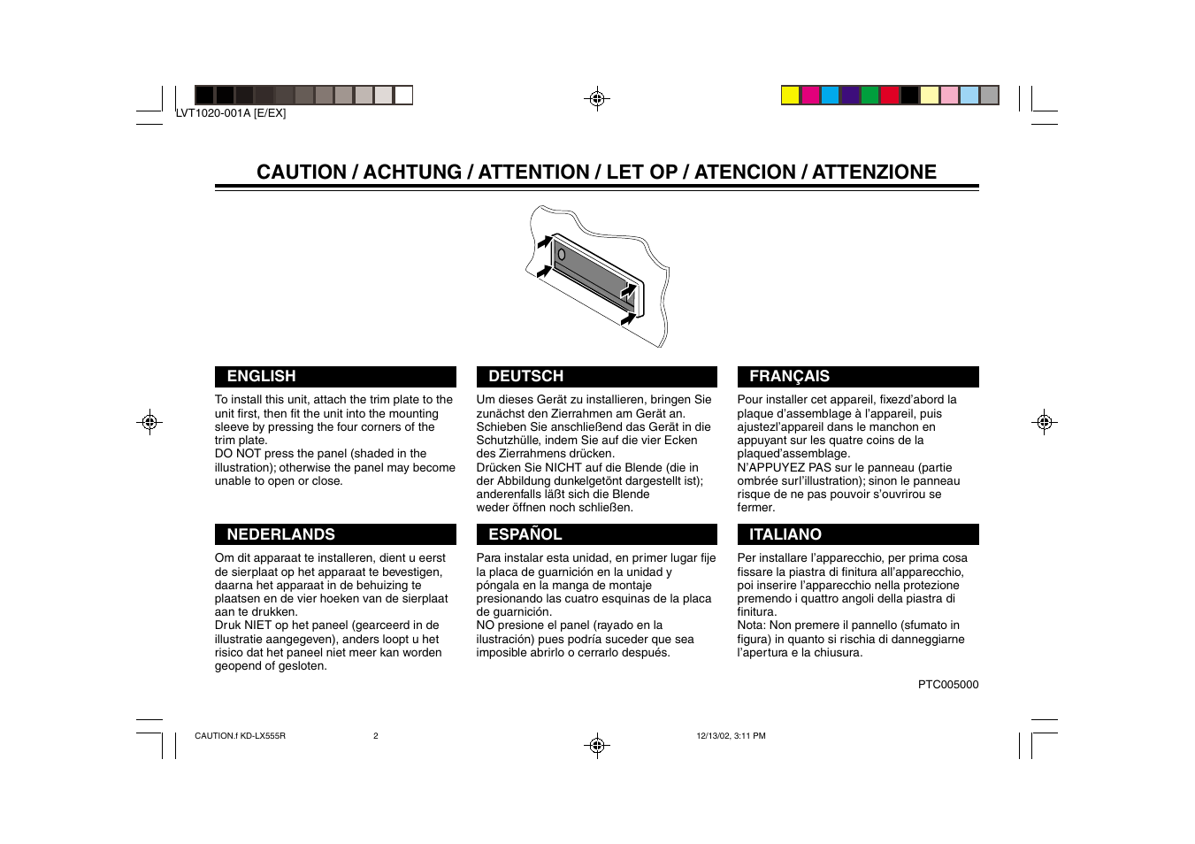 Caution | JVC KD-LX555R User Manual | Page 58 / 58