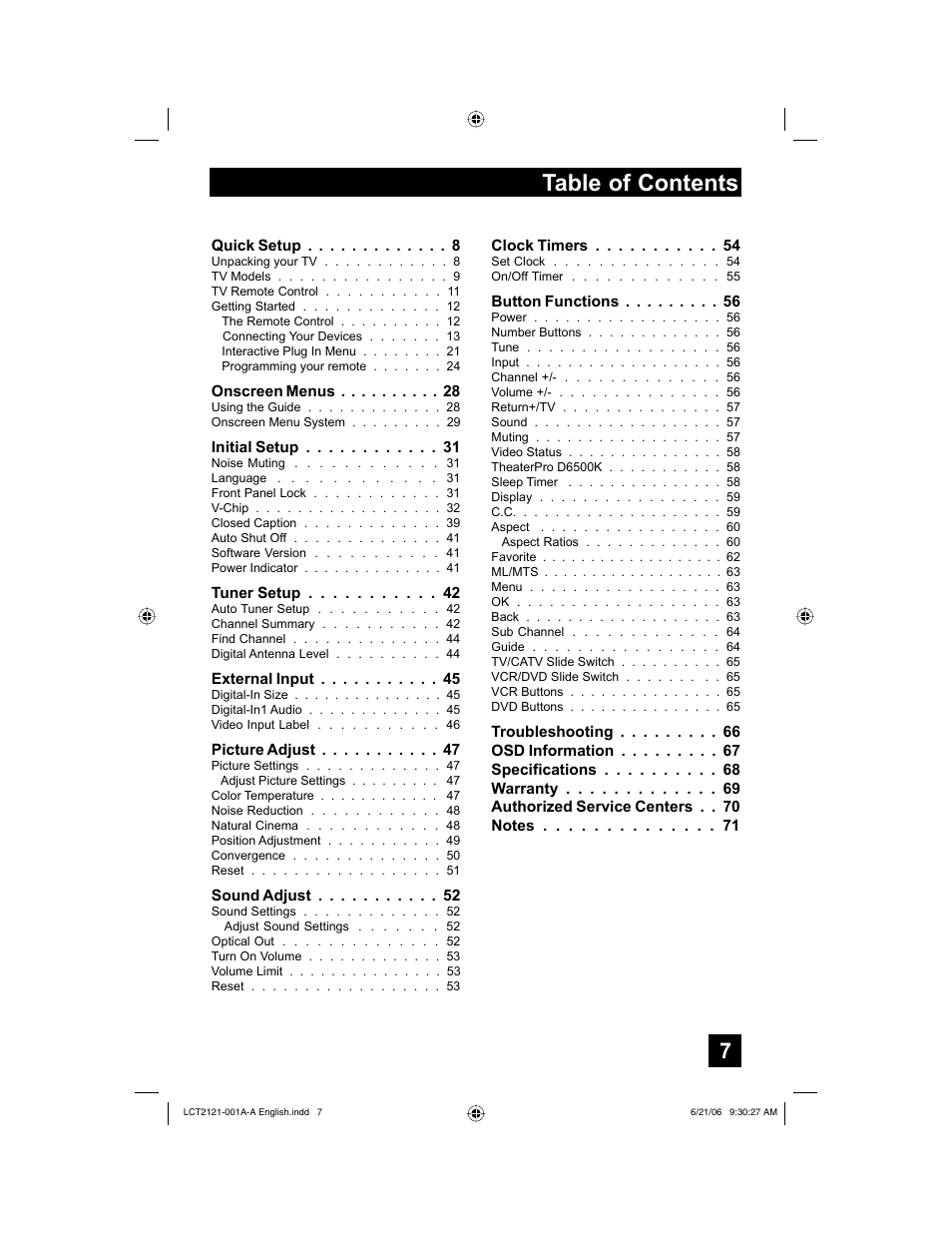 JVC AV 56P777 User Manual | Page 7 / 72